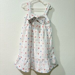 Crown & Ivy Kids Clipped Dot Sleeveless Dress - Size 6X - White/Red/Blue